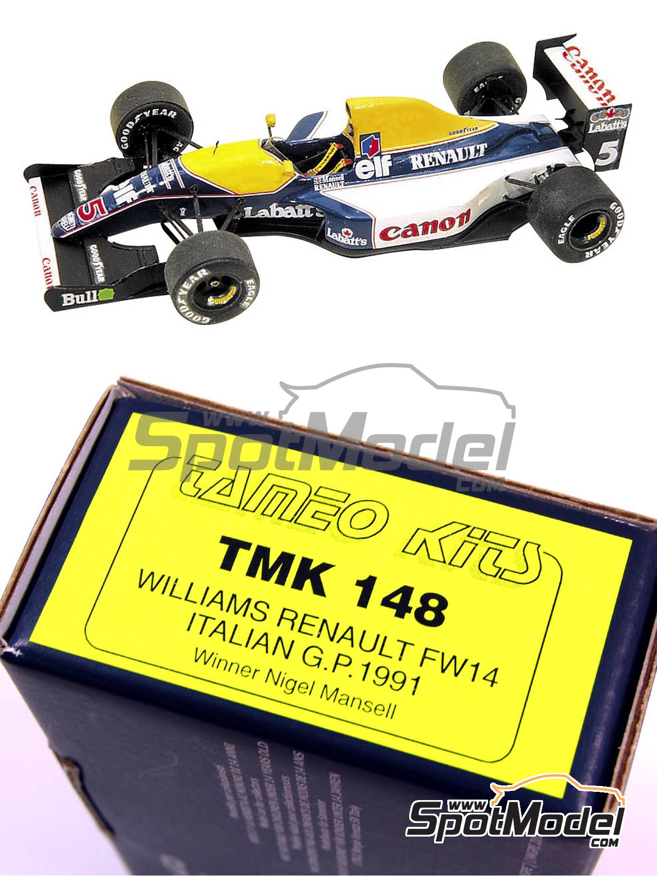Williams Renault FW14 Williams Grand Prix Engineering Team sponsored by  Canon Camel - Italian Formula 1 Grand Prix 1991. Car scale model kit in  1/43 s